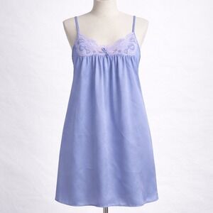 Vintage Voe Made Lace Babydoll Slip Dress Size L Purple Lingerie Chemise Fairy